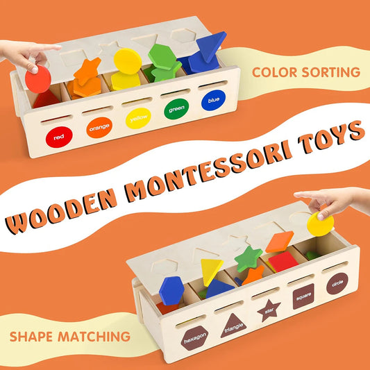 Wooden Color & Shape Sorting Box