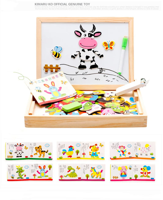 Wooden Multifunctional Puzzle & Magnetic Drawing Board