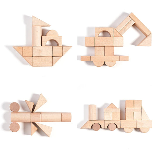 100pcs Wooden Building Blocks for Toddlers