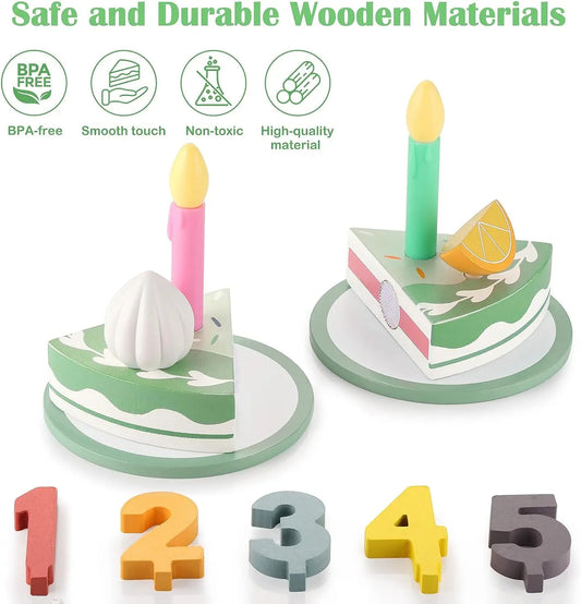 Wooden Birthday Cake Set