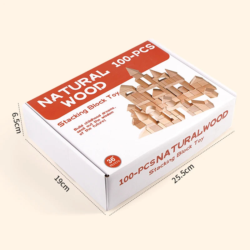 100pcs Wooden Building Blocks for Toddlers