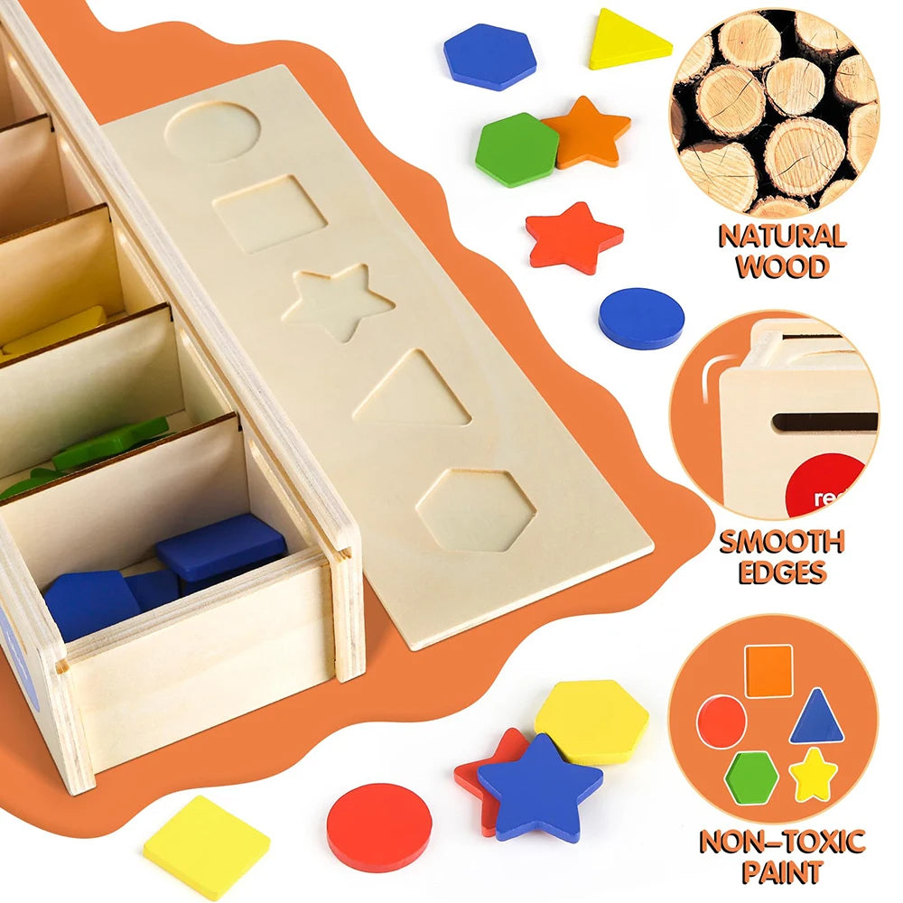 Wooden Color & Shape Sorting Box