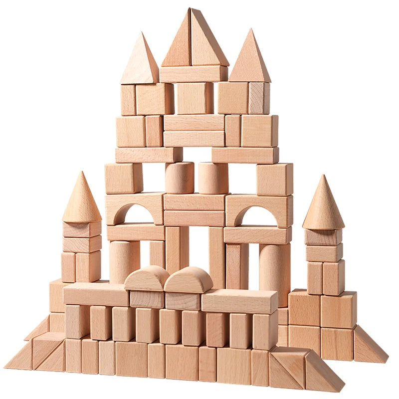 100pcs Wooden Building Blocks for Toddlers